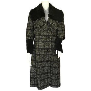 NWT Karen Millen Women’s Peat Coat Stripes Neck Removable Sz 12